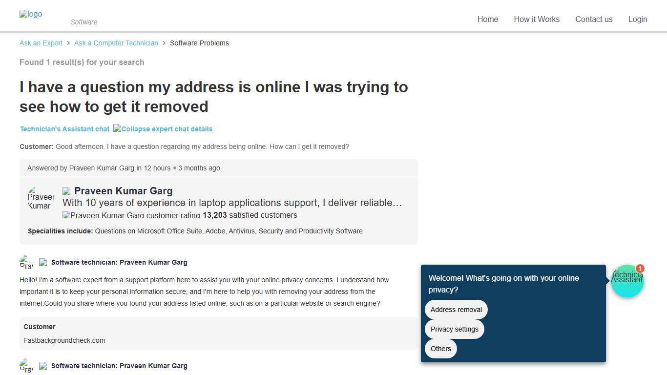 I have a question my address is online I was trying to see how to get it removed