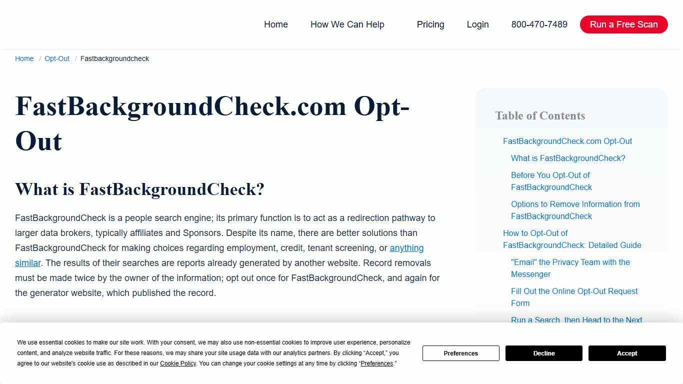Opt Out: Remove Information from FastBackgroundCheck.com